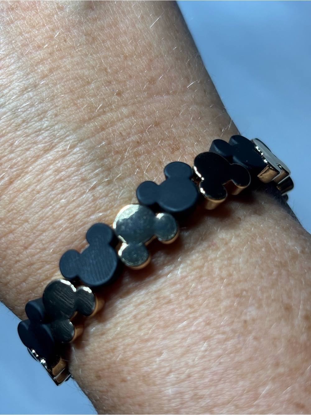 New Disney Black and Gold Mouse-Silhouette Link Bracelet - Women’s Jewelry